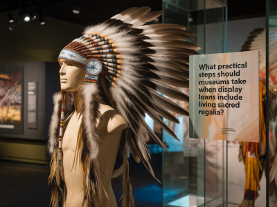 What practical steps should museums take when display loans include living sacred regalia?